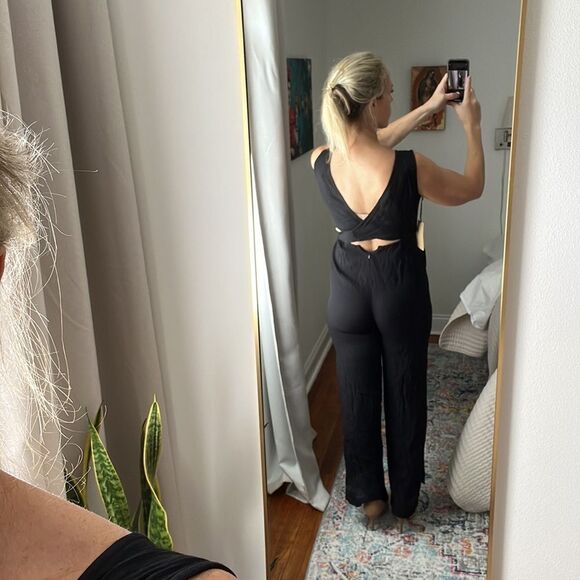 Halogen Criss Cross Black Sleeveless High Neck Jumpsuit Black Size XS - Picture 5 of 9